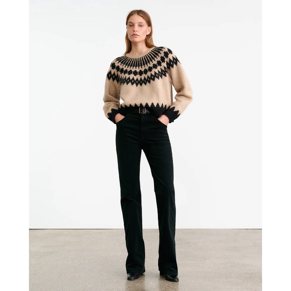 Nili Lotan Joan corduroy straight leg pant black